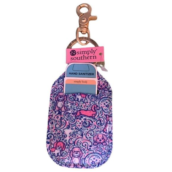 NWT Simply Southern "Puppy" Design Neonprene Key Fob/Hand Sanitizer Holder - Picture 1 of 3